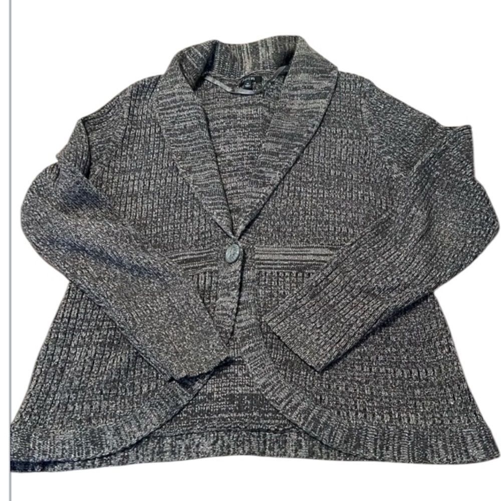 Apt9 size XL heathered grey 1 button front with rounded hem cardigan EUC